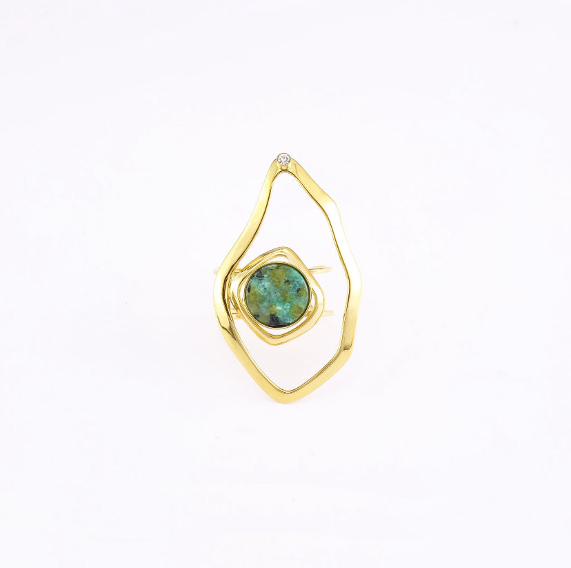 Green Stone Ring – Stainless Steel
